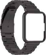 TenCloud Bands Compatible with Xiaomi Redmi Watch 2 Lite Activity Tracker Solid Stainless Steel Women Men Wristband Metal Watch Link Band with Protective Case for Redmi Watch 2 Lite - الصورة 4