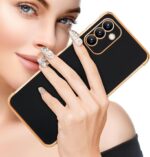 Case for Samsung Galaxy A24 4G Case, Soft TPU Silicone Protective Cover with Shockproof Design, Fashionable Case with Galvanized Design for Girls and Women Black - الصورة 2