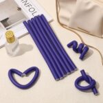 ⁦30 Pieces 9.45" Flexible Curling Rods, SEPGLITTER Twist Foam Hair Rollers Curlers Set No Heat Curlers Irons Steel Pintail Comb for Girls Foam Hair Curler for Long Short Hair (Purple)⁩ - الصورة ⁦5⁩