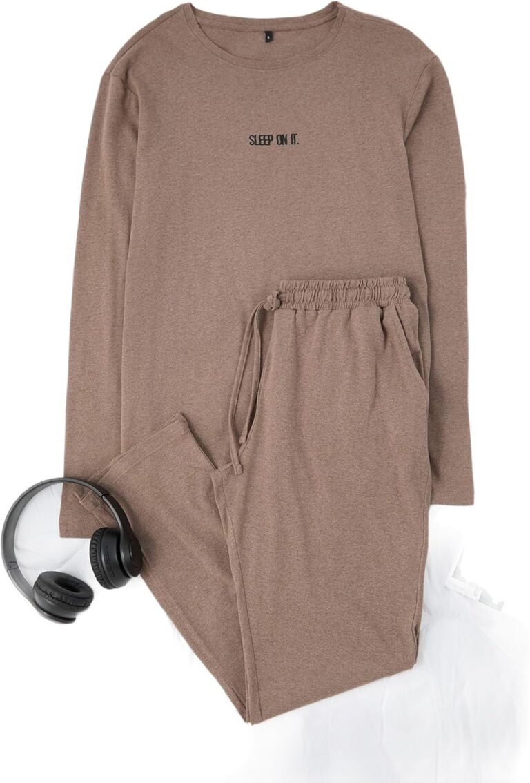 Trendyol Mens Mink Regular Slogan Knitted Pajamas Set Tmnaw24Pt00005 Pajama Set