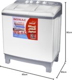 ⁦غسالة من سوناي موديل MAR-214 بتحميل علوي وسعة 14 كيلوجرام، باللون الأبيض والرمادي مع لوحة تحكم مقاومة للماء وفلتر نسالة مدمج ونظام غسيل متعدد السرعات⁩ - الصورة ⁦4⁩