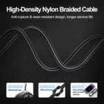 ⁦كابل شحن ونقل بيانات سريع 100 JR‑S‑CC100A10 من سلسلة اكسترا اورديناري من USB نوع C إلى USB نوع C، مغطى بالنايلون بطول 1.2 م، شحن بي دي عالي السرعة ومزامنة 480Mbps من جوي رووم، لون أسود⁩ - الصورة ⁦9⁩