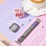 ⁦MOFREE Beaded Bracelet Compatible for Apple Watch Band 40mm/38mm/41mm Series 8/7/SE/6/5/4/3/2/1 Women Fashion Handmade Elastic Stretch Strap for iWatch Bands Replacement Colorful⁩ - الصورة ⁦2⁩