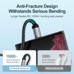 ⁦كابل شحن ونقل بيانات سريع 100 JR‑S‑CC100A10 من سلسلة اكسترا اورديناري من USB نوع C إلى USB نوع C، مغطى بالنايلون بطول 1.2 م، شحن بي دي عالي السرعة ومزامنة 480Mbps من جوي رووم، لون أسود⁩ - الصورة ⁦8⁩