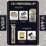 ⁦V-649 Titanium Foil Shaver Kit Detachable Blade 4 Combs Cleaning Brush Lubricating Oil Charging Cable⁩ - الصورة ⁦3⁩