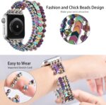 ⁦MOFREE Beaded Bracelet Compatible for Apple Watch Band 40mm/38mm/41mm Series 8/7/SE/6/5/4/3/2/1 Women Fashion Handmade Elastic Stretch Strap for iWatch Bands Replacement Colorful⁩ - الصورة ⁦4⁩