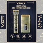 ⁦V-649 Titanium Foil Shaver Kit Detachable Blade 4 Combs Cleaning Brush Lubricating Oil Charging Cable⁩ - الصورة ⁦2⁩