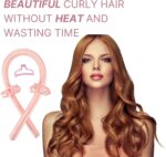 ⁦توكة إزالة تجعيد الشعر بدون حرارة للشعر الطويل بتصميم شريط ستان وبكرات شعر من الفوم الناعم يمكنك النوم بها طوال الليل (بلون بينك)⁩ - الصورة ⁦4⁩