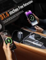 ⁦[2025 مدمج] شاحن سيارة قابل للسحب 4 في 1 87 وات، PD3.0 QC4.0 شاحن للسيارة سريع USB C/إضاءة قابلة للسحب مع أسلاك مزدوجة، ولاعة سجائر صغيرة متعددة لـ 16 15 14 13 باد وسامسونج واندرويد⁩ - الصورة ⁦3⁩