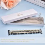 ⁦MOFREE Beaded Bracelet Compatible for Apple Watch Band 40mm/38mm/41mm Series 8/7/SE/6/5/4/3/2/1 Women Fashion Handmade Elastic Stretch Strap for iWatch Bands Replacement Black/Gray/Gold⁩ - الصورة ⁦7⁩
