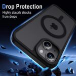 ⁦جراب حماية مغناطيسي لموبايل آيفون 13 من اكس تي كيس متوافق مع ماج سيف، جراب حماية شفاف فائق النحافة غير لامع مقاوم للخدش من البولي يوريثين المقاوم للحرارة، بلون أسود⁩ - الصورة ⁦4⁩