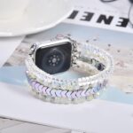 ⁦MOFREE Beaded Bracelet Compatible for Apple Watch Band 42mm/44mm/45mm Series 7/SE/6/5/4/3/2/1 Women Fashion Handmade Elastic Stretch Strap for iWatch Bands Replacement (Iridescence)⁩ - الصورة ⁦2⁩