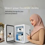 ⁦ثلاجة صغيرة محمولة سعة 4 لتر من واهاكول، تبريد وتسخين مزدوج، ثلاجات سيارة، هادئة للغاية، خفيفة الوزن، تيار متردد/تيار مستمر، مثالية للاستخدام في السيارة والعناية بالبشرة ومستحضرات التجميل والمشروبات⁩ - الصورة ⁦7⁩