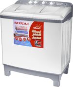 ⁦غسالة من سوناي موديل MAR-214 بتحميل علوي وسعة 14 كيلوجرام، باللون الأبيض والرمادي مع لوحة تحكم مقاومة للماء وفلتر نسالة مدمج ونظام غسيل متعدد السرعات⁩ - الصورة ⁦2⁩