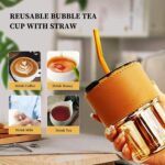 ⁦كوب قهوة من ميكسونيك بمقبض جلدي مع ماصة وكوب ومقبض زجاجة زجاجية شفاطة شرب للبالغين غطاء وشفاطة متعدد الألوان 2⁩ - الصورة ⁦5⁩