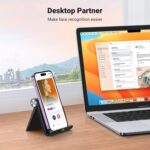 ⁦حامل موبايل للمكتب قابل للتعديل من يوجرين، متوافق مع ايفون 13 12 برو ماكس 11 SE XS XR و8 بلس 6 7 وسامسونج جالاكسي نوت 20 S20 S10 S9 S8 اندرويد منصة هاتف ذكي قابلة للطي لون اسود، بلاستيك⁩ - الصورة ⁦3⁩