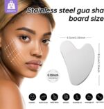 ⁦Stainless Steel Gua Sha - Metal Gua Sha, Gua Sha Facial Tools Stainless Steel, Face Body Treatment, Reduce Puffiness, Lymphatic Drainage, Facial Tension⁩ - الصورة ⁦2⁩