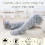 شرابات مريحة من اولكيلد - دفايات قدمين زغبية عالية فوق الركبة، شرابات نوم منفوشة للمنزل في فصل الشتاء - الصورة 3