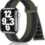 Nylon Sport Loop Bands Compatible with Apple Watch Band 38mm 40mm 41mm for Women Men, Stretchy Elastic Braided Replacement Straps for iWatch Series 6 7 5 4 3 2 1 SE，Storm Black