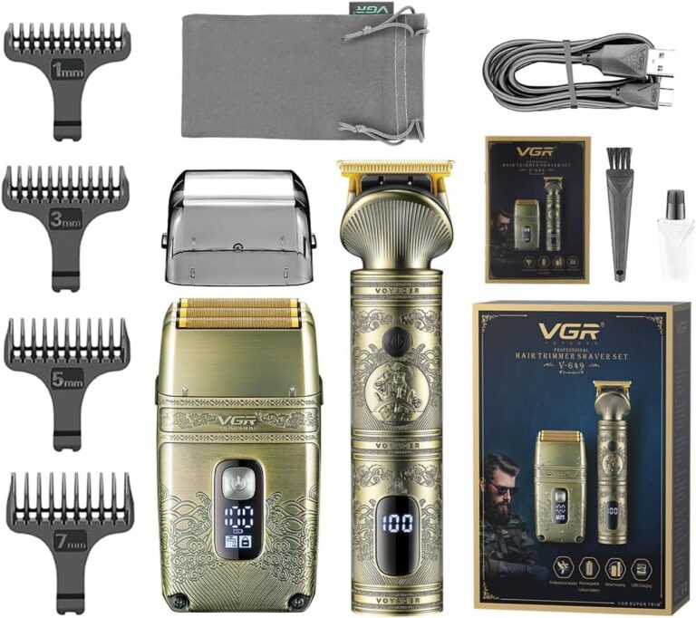 V-649 Titanium Foil Shaver Kit Detachable Blade 4 Combs Cleaning Brush Lubricating Oil Charging Cable