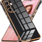 Case for Samsung Galaxy A24 4G Case, Soft TPU Silicone Protective Cover with Shockproof Design, Fashionable Case with Galvanized Design for Girls and Women Black
