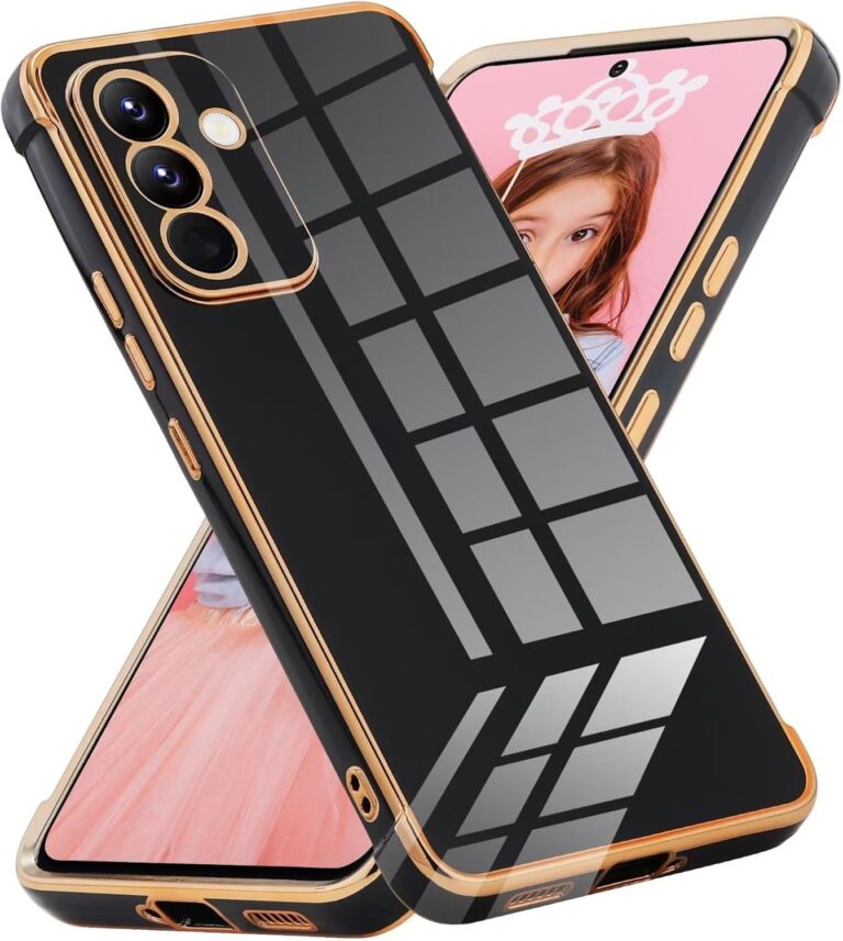 Case for Samsung Galaxy A24 4G Case, Soft TPU Silicone Protective Cover with Shockproof Design, Fashionable Case with Galvanized Design for Girls and Women Black