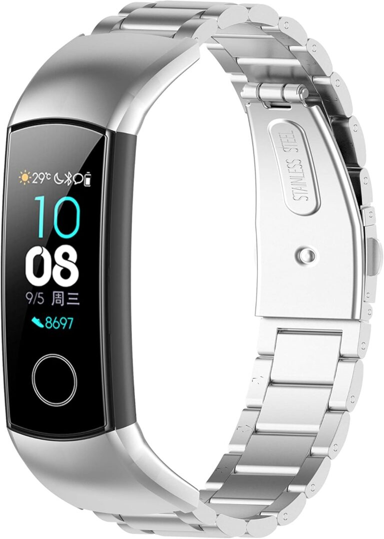 Dl3 Mobilak Metal Strap Compatible With HONOR Band 5 and 4 - Adjustable Stainless Steel Buckle Wristband Replacement for Honor Band 5/4
