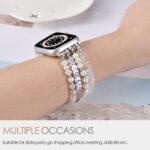 ⁦MOFREE Beaded Bracelet Compatible for Apple Watch Band 42mm/44mm/45mm Series 7/SE/6/5/4/3/2/1 Women Fashion Handmade Elastic Stretch Strap for iWatch Bands Replacement (Iridescence)⁩ - الصورة ⁦5⁩