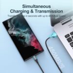 ⁦كابل شحن ونقل بيانات سريع 100 JR‑S‑CC100A10 من سلسلة اكسترا اورديناري من USB نوع C إلى USB نوع C، مغطى بالنايلون بطول 1.2 م، شحن بي دي عالي السرعة ومزامنة 480Mbps من جوي رووم، لون أسود⁩ - الصورة ⁦6⁩