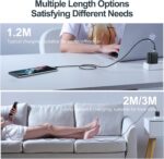 ⁦كابل شحن ونقل بيانات سريع 100 JR‑S‑CC100A10 من سلسلة اكسترا اورديناري من USB نوع C إلى USB نوع C، مغطى بالنايلون بطول 1.2 م، شحن بي دي عالي السرعة ومزامنة 480Mbps من جوي رووم، لون أسود⁩ - الصورة ⁦7⁩