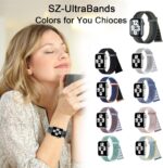 ⁦Nylon Sport Loop Bands Compatible with Apple Watch Band 38mm 40mm 41mm for Women Men, Stretchy Elastic Braided Replacement Straps for iWatch Series 6 7 5 4 3 2 1 SE，Storm Black⁩ - الصورة ⁦5⁩