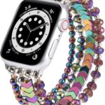 MOFREE Beaded Bracelet Compatible for Apple Watch Band 40mm/38mm/41mm Series 8/7/SE/6/5/4/3/2/1 Women Fashion Handmade Elastic Stretch Strap for iWatch Bands Replacement Colorful