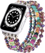 MOFREE Beaded Bracelet Compatible for Apple Watch Band 40mm/38mm/41mm Series 8/7/SE/6/5/4/3/2/1 Women Fashion Handmade Elastic Stretch Strap for iWatch Bands Replacement Colorful