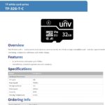 بطاقة ذاكرة / كارت ميموري سعة 32 جيجابايت UNV MicroSD TF A1 للاستخدام المستمر 24/7 بأداء ثابت وموثوق – مناسب للهواتف الذكية وكاميرات المراقبة – موديل TF-32G-T-C