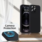 ⁦for iPhone12Pro Max Case,Silicone Shockproof Protector Case, [2 Screen Protectors + 1 Camera Lens Protector],Soft Anti-Scratch Microfiber Lining,6.7- Inch (Midnight Black)⁩ - الصورة ⁦4⁩