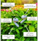 ⁦سماعات اذن برو 3، سماعات اذن بلوتوث لاسلكية - الجيل الثالث - مع علبة شحن، خاصية الغاء الضوضاء، ميكروفون مزدوج، متوافقة مع ابل واندرويد وجميع الاجهزة، ابيض⁩ - الصورة ⁦3⁩