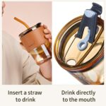 ⁦كوب قهوة من ميكسونيك بمقبض جلدي مع ماصة وكوب ومقبض زجاجة زجاجية شفاطة شرب للبالغين غطاء وشفاطة متعدد الألوان 2⁩ - الصورة ⁦6⁩