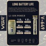 ⁦V-649 Titanium Foil Shaver Kit Detachable Blade 4 Combs Cleaning Brush Lubricating Oil Charging Cable⁩ - الصورة ⁦5⁩