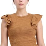 تيشرت عصري بأكمام قصيرة للنساء من ريفين، صنع في مصر