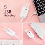 ⁦بخاخ نانو صغير يدوي قابل لإعادة الشحن عن طريق USB للوجه، جهاز بخار رذاذ صغير للوجه للمكياج اليومي، لون أسود وأحمر وأزرق وأبيض، 4 قطع⁩ - الصورة ⁦4⁩