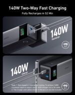باور بانك من أنكر ببطارية ليثيوم أيون سعة 24000 مللي أمبير مع منفذ USB تايب C وشاشة ذكية للهواتف و اللابتوب متعدد الألوان - الصورة 3