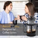 ⁦اي صباح ماكينة تحضير القهوة الفرنسية FY04، وعاء قهوة من الستانلس ستيل، ابريق ضغط للقهوة الطازجة، مكبس قهوة معزول للمنزل والسفر والتخييم، 350 مل، اسود⁩ - الصورة ⁦6⁩