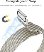 ⁦Magnetic Bands Compatible for Apple Watch Band 40mm Women 38mm 41mm 42mm 44mm 45mm 49mm Men, Stainless Steel Mesh Metal Adjustable Sport Strap Wristband iWatch Series 9 8 7 6 5 4 3 2 1 SE Ultra⁩ - الصورة ⁦3⁩