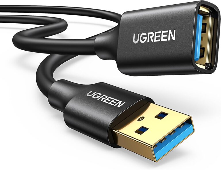 كابل وصلة USB 3.0 ذكر إلى أنثى مطلي بالذهب بسرعة نقل 5 جيجابايت في الثانية من يوجرين متوافق مع أجهزة الكمبيوتر وأجهزة تشغيل ألعاب الفيديو الرقمية والشاشات (2 متر)