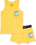توب كات بطباعة مختلفة وشورت بوكسر للأولاد من دايس، لون أصفر، مقاس من 12 إلى 13 سنة