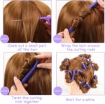 ⁦30 Pieces 9.45" Flexible Curling Rods, SEPGLITTER Twist Foam Hair Rollers Curlers Set No Heat Curlers Irons Steel Pintail Comb for Girls Foam Hair Curler for Long Short Hair (Purple)⁩ - الصورة ⁦3⁩