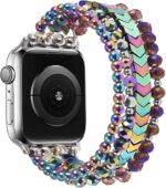 ⁦MOFREE Beaded Bracelet Compatible for Apple Watch Band 40mm/38mm/41mm Series 8/7/SE/6/5/4/3/2/1 Women Fashion Handmade Elastic Stretch Strap for iWatch Bands Replacement Colorful⁩ - الصورة ⁦7⁩