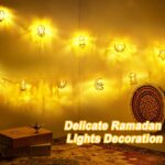 ⁦اضواء زينة رمضان من هالسيردو ، مصابيح تزيين بطول 2 متر لرمضان 10 ليد بمناسبة اقمار ونجوم للتزيين الذاتي في المساحات الداخلية الخارجية لاجواء أبيض دافئ⁩ - الصورة ⁦5⁩