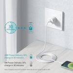 ⁦شاحن آيفون سريع معتمد من آبل، كابل USB نوع C إلى لايتنينج بطول 1.8 م بتقنية بي دي 3.0 20W نوع سي للشحن السريع مع قابس وسلك متوافق مع آيفون وآيباد 14 13 12 SE 11 برو ماكس XS XR⁩ - الصورة ⁦8⁩