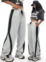 ⁦Miza Wide Leg Women's Sweatpants - Summer Milton Lycra Anti-Pilling Side Pocket, Comfortable and Stylish Fit⁩ - الصورة ⁦5⁩